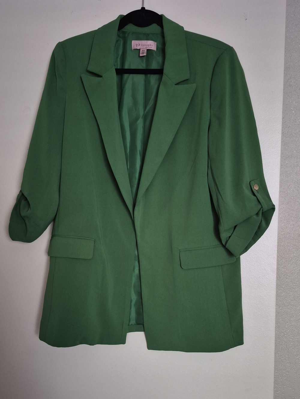 Philosophy Emerald Green Roll-Sleeve Blazer
